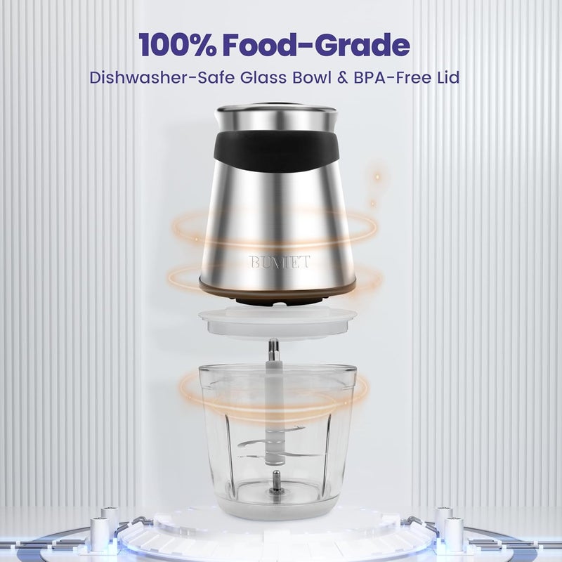 BUMET Electric food processor vegetable chopper 500W one 2.5cup bowl one bi-layer 4 blades Mini Food chopper for home use,Mincing, and Puree for kitchen aid, baby foot - Image 4